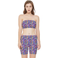 Multicolored Circles And Spots Stretch Shorts And Tube Top Set by SychEva