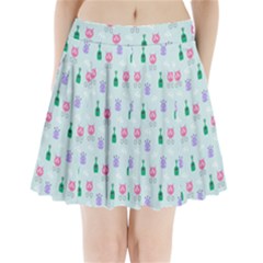 Funny Monsters Aliens Pleated Mini Skirt by SychEva