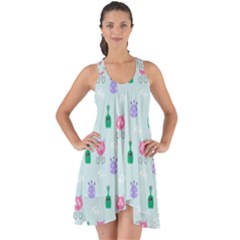 Funny Monsters Aliens Show Some Back Chiffon Dress by SychEva