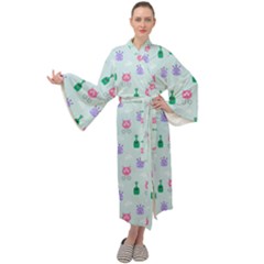 Funny Monsters Aliens Maxi Velour Kimono by SychEva