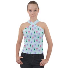 Funny Monsters Aliens Cross Neck Velour Top by SychEva