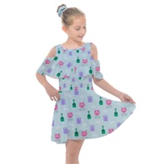 Funny Monsters Aliens Kids  Shoulder Cutout Chiffon Dress by SychEva