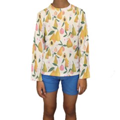 Yellow Juicy Pears And Apricots Kids  Long Sleeve Swimwear by SychEva