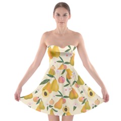 Yellow Juicy Pears And Apricots Strapless Bra Top Dress by SychEva