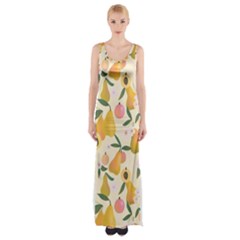 Yellow Juicy Pears And Apricots Thigh Split Maxi Dress by SychEva