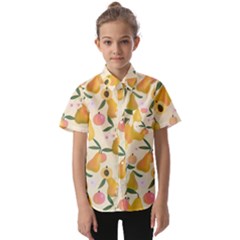 Yellow Juicy Pears And Apricots Kids  Short Sleeve Shirt by SychEva