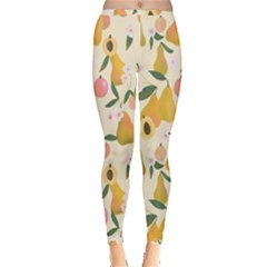 Yellow Juicy Pears And Apricots Inside Out Leggings by SychEva