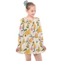 Yellow Juicy Pears And Apricots Kids  Long Sleeve Dress View1