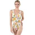 Yellow Juicy Pears And Apricots High Leg Strappy Swimsuit View1