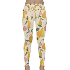 Yellow Juicy Pears And Apricots Lightweight Velour Classic Yoga Leggings by SychEva