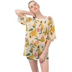 Yellow Juicy Pears And Apricots Oversized Chiffon Top by SychEva