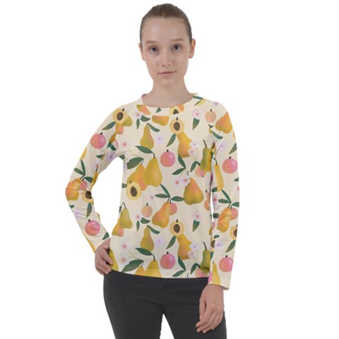 Yellow Juicy Pears And Apricots Women s Long Sleeve Raglan Tee by SychEva