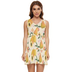 Yellow Juicy Pears And Apricots Tiered Sleeveless Mini Dress by SychEva