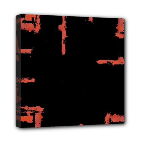 Red And Black Abstract Grunge Print Mini Canvas 8  X 8  (stretched)