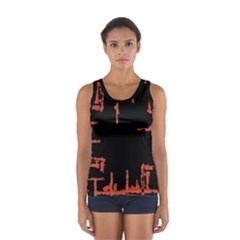 Red And Black Abstract Grunge Print Sport Tank Top 