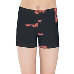 Red And Black Abstract Grunge Print Kids  Sports Shorts by dflcprintsclothing