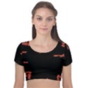 Red And Black Abstract Grunge Print Velvet Short Sleeve Crop Top  View1