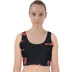 Red And Black Abstract Grunge Print Velvet Racer Back Crop Top by dflcprintsclothing