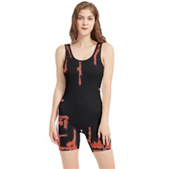 Red And Black Abstract Grunge Print Women s Wrestling Singlet by dflcprintsclothing