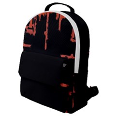 Red And Black Abstract Grunge Print Flap Pocket Backpack (small)