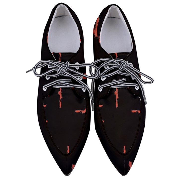 Red And Black Abstract Grunge Print Pointed Oxford Shoes