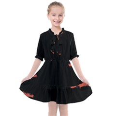 Red And Black Abstract Grunge Print Kids  All Frills Chiffon Dress by dflcprintsclothing