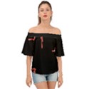 Red And Black Abstract Grunge Print Off Shoulder Short Sleeve Top View1