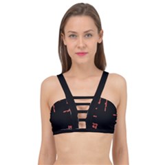 Red And Black Abstract Grunge Print Cage Up Bikini Top by dflcprintsclothing