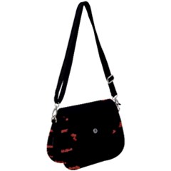 Red And Black Abstract Grunge Print Saddle Handbag by dflcprintsclothing