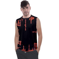 Red And Black Abstract Grunge Print Men s Regular Tank Top