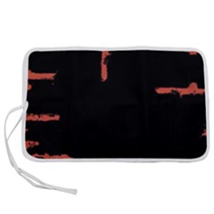 Red And Black Abstract Grunge Print Pen Storage Case (l) by dflcprintsclothing