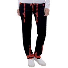 Red And Black Abstract Grunge Print Women s Casual Pants by dflcprintsclothing