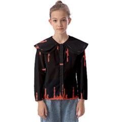 Red And Black Abstract Grunge Print Kids  Peter Pan Collar Blouse by dflcprintsclothing