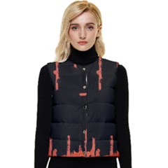 Red And Black Abstract Grunge Print Women s Short Button Up Puffer Vest by dflcprintsclothing