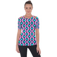 A Chain Of Blue Circles Shoulder Cut Out Short Sleeve Top by SychEva