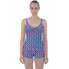 A Chain Of Blue Circles Tie Front Two Piece Tankini by SychEva