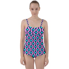 A Chain Of Blue Circles Twist Front Tankini Set by SychEva