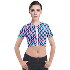 A Chain Of Blue Circles Short Sleeve Cropped Jacket by SychEva