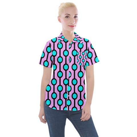 A Chain Of Blue Circles Women s Short Sleeve Pocket Shirt by SychEva