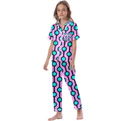 A Chain Of Blue Circles Kids  Satin Short Sleeve Pajamas Set by SychEva