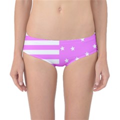 Saturated Pink Lines And Stars Pattern, Geometric Theme Classic Bikini Bottoms by Casemiro