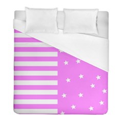 Saturated Pink Lines And Stars Pattern, Geometric Theme Duvet Cover (full/ Double Size) by Casemiro