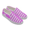 Saturated Pink lines and stars pattern, geometric theme Women s Canvas Slip Ons View3