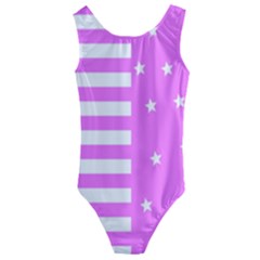 Saturated Pink Lines And Stars Pattern, Geometric Theme Kids  Cut-out Back One Piece Swimsuit by Casemiro