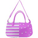 Saturated Pink lines and stars pattern, geometric theme Removal Strap Handbag View2