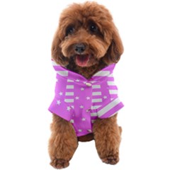 Saturated Pink Lines And Stars Pattern, Geometric Theme Dog Coat by Casemiro