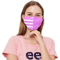 Saturated Pink Lines And Stars Pattern, Geometric Theme Fitted Cloth Face Mask (adult) by Casemiro