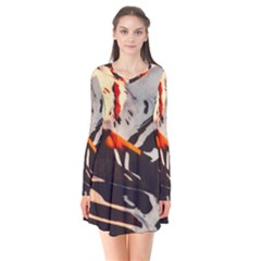 Iceland-landscape-mountains-snow Long Sleeve V-neck Flare Dress by Amaryn4rt