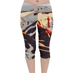 Iceland-landscape-mountains-snow Velvet Capri Leggings  by Amaryn4rt