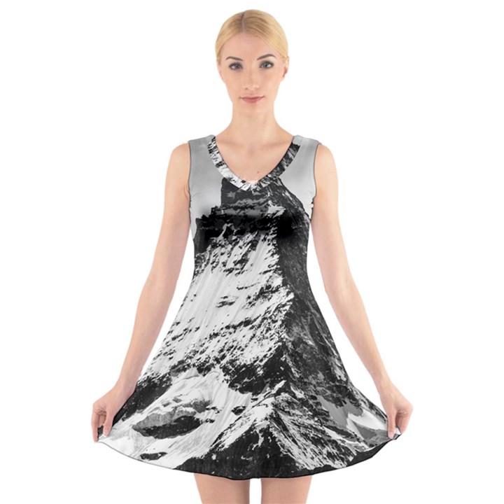 Matterhorn-switzerland-mountain V-Neck Sleeveless Dress